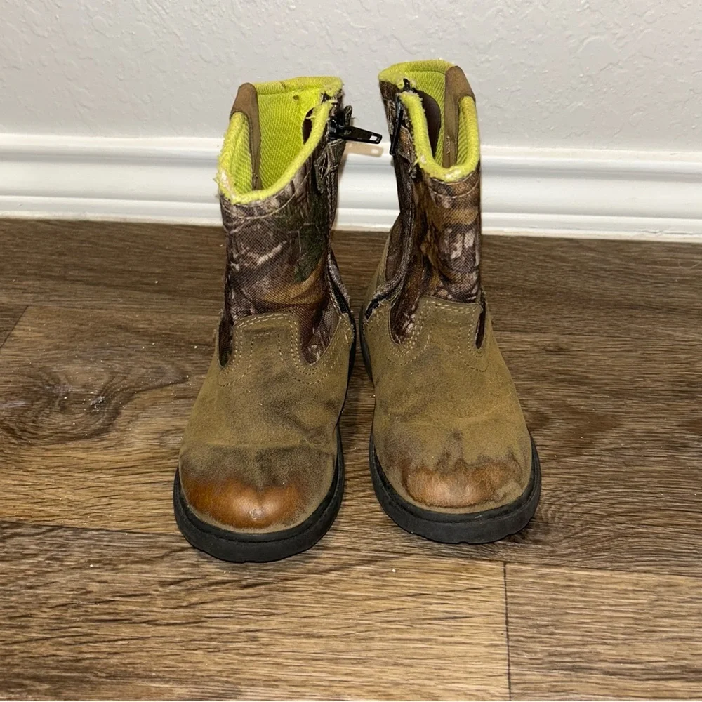 Toddler Magellan Brown Outdoor Camo Realtree Zip Up Boots Size 9 |F32